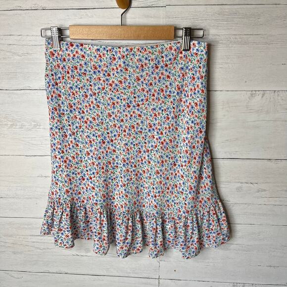 Rails Skirt Womens Size Medium Lara Wild Daisies Floral High Low Ruffle Hem Mini - Picture 13 of 16